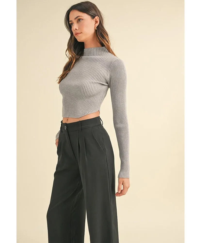 Mae Mock Neck Crop Sweater