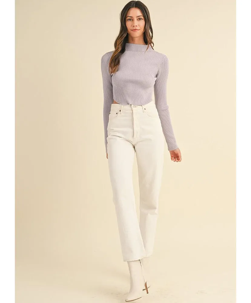 Mae Mock Neck Crop Sweater