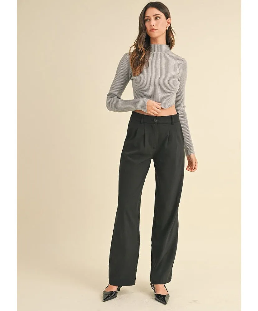 Mae Mock Neck Crop Sweater