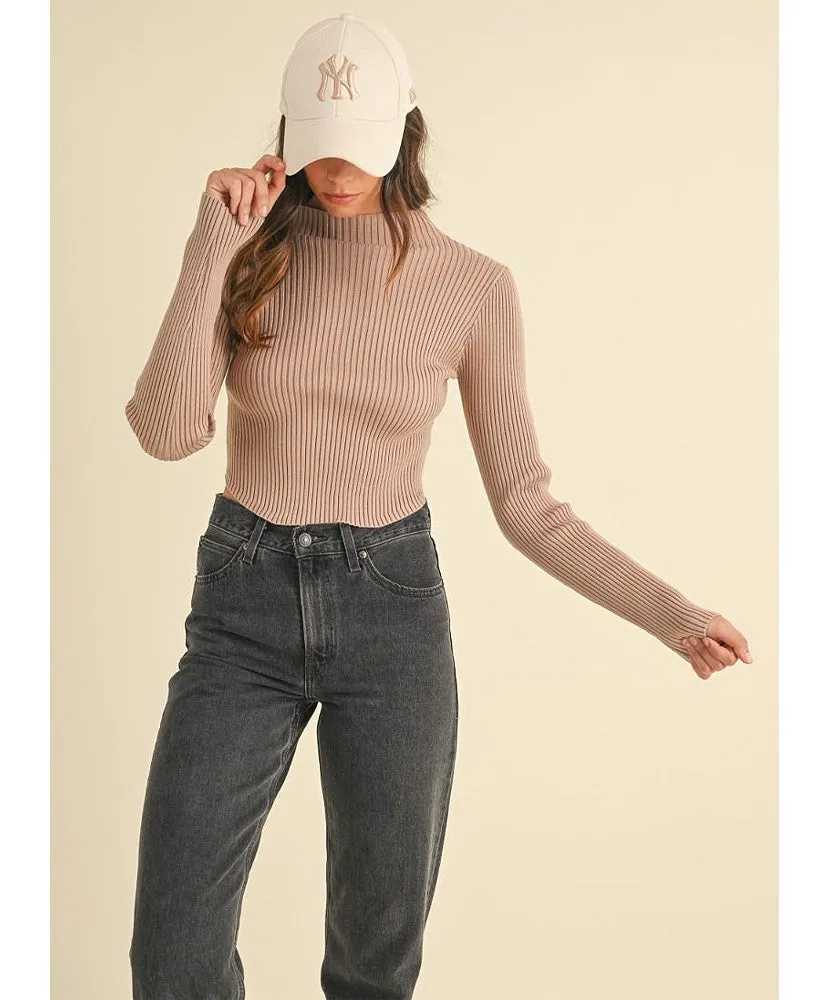 Mae Mock Neck Crop Sweater