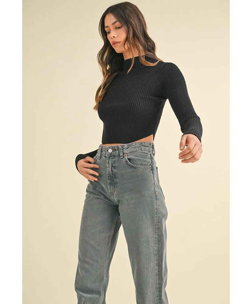 Mae Mock Neck Crop Sweater