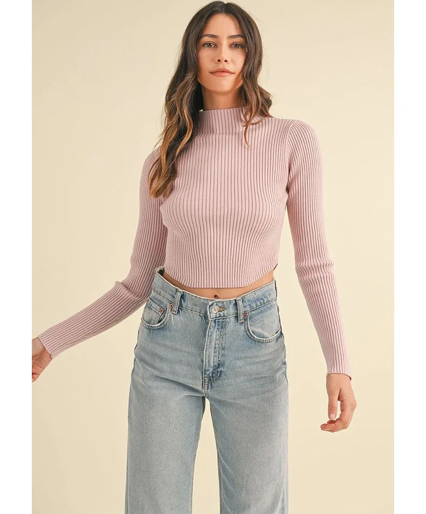 Mae Mock Neck Crop Sweater