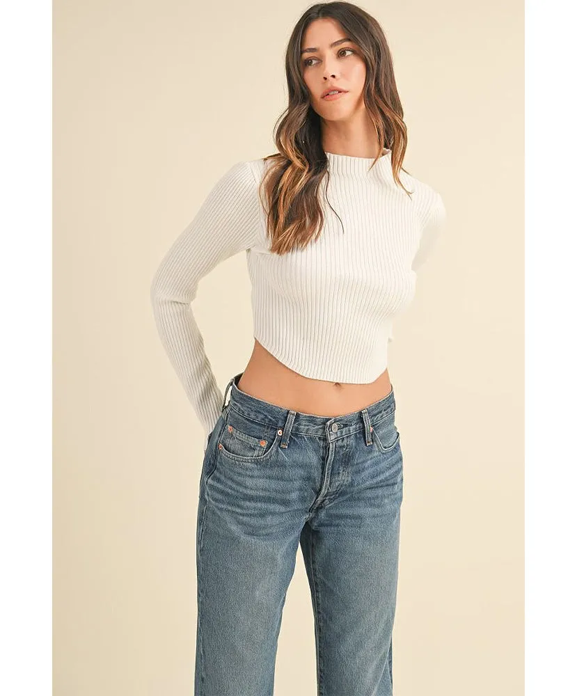 Mae Mock Neck Crop Sweater