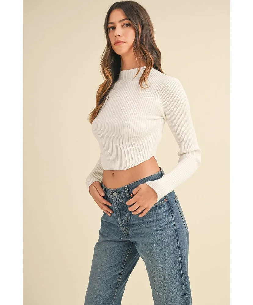 Mae Mock Neck Crop Sweater