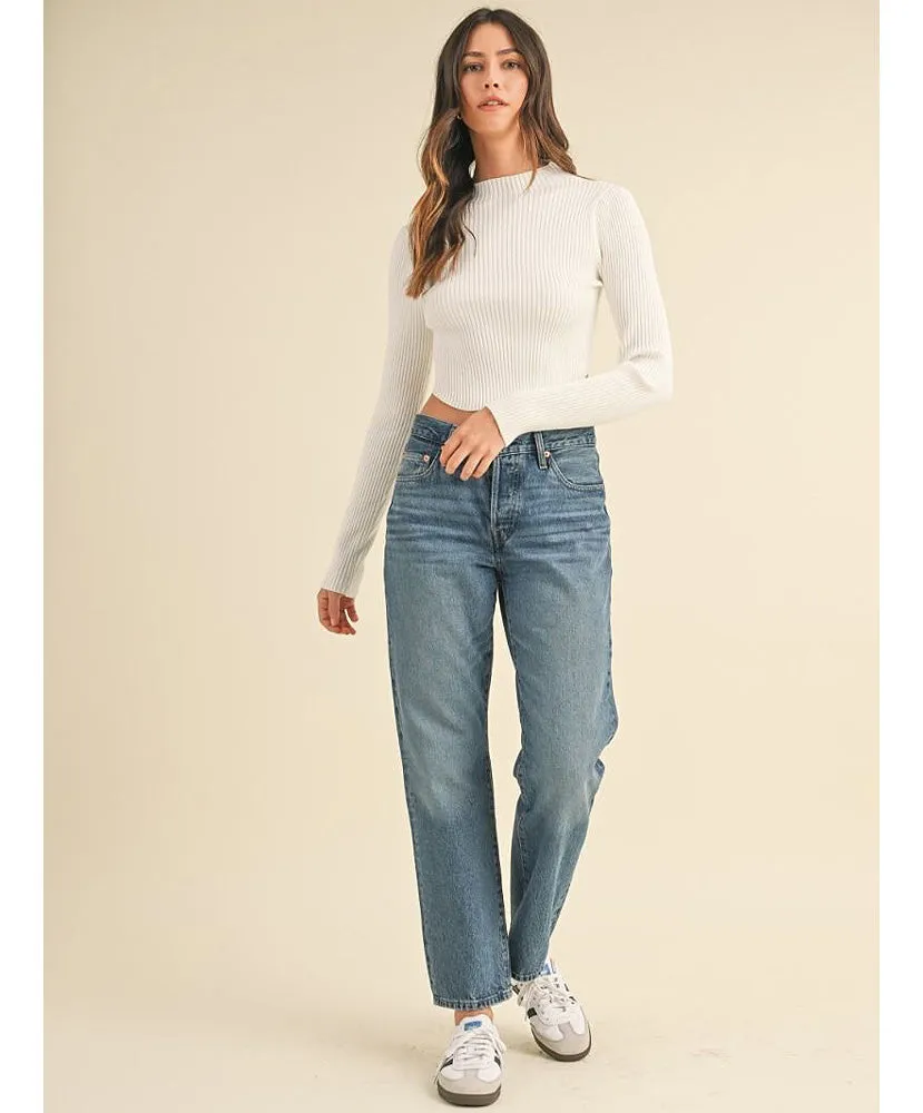 Mae Mock Neck Crop Sweater