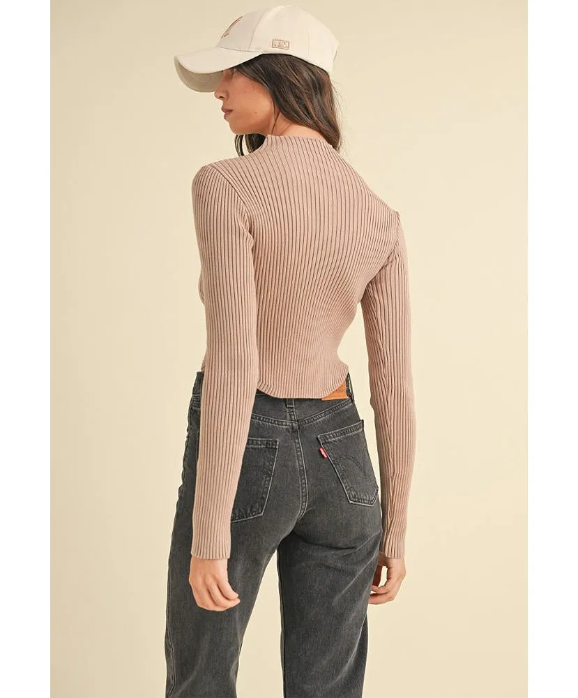 Mae Mock Neck Crop Sweater