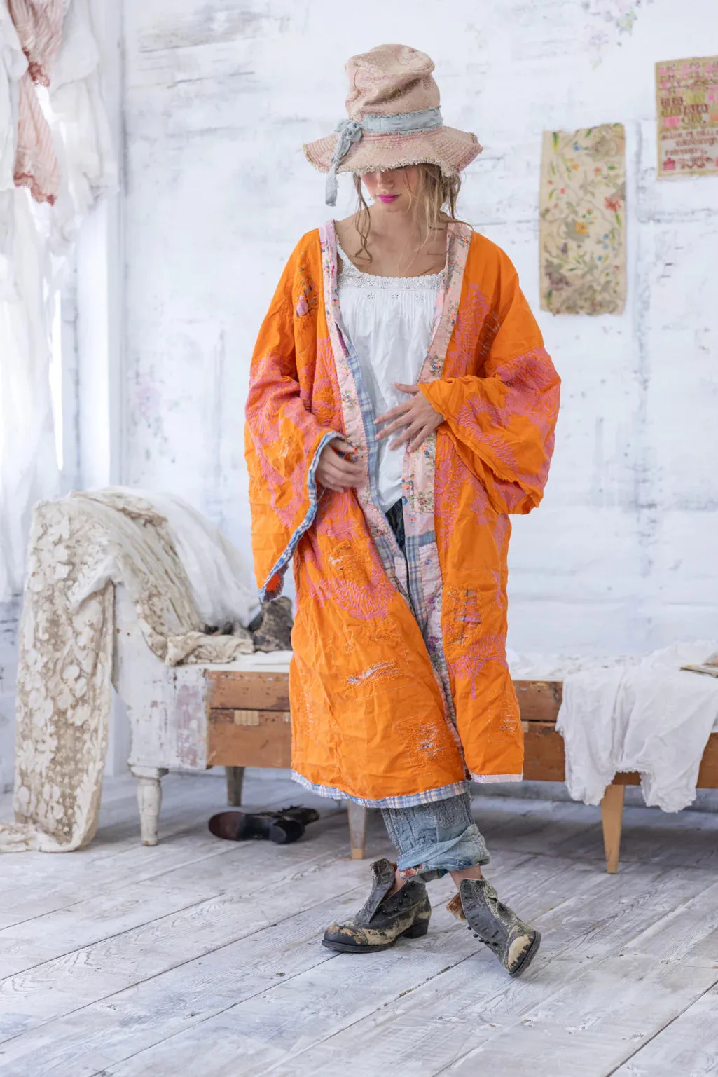 Magnolia Pearl - Jacket 809 - Dharma Dragon Embroidered Kimono - Marmalade