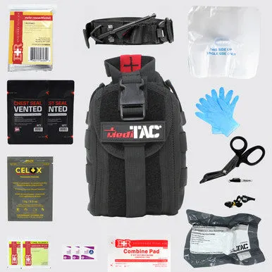 MediTack IFAK Molle-Eagle Type Tactical Trauma Kit Feat. Rip-Away Velcro Fastener, SOF Tourniquet, Celox Bleeding Control Granules And Pressure Bandage, Bleeding Control Kit