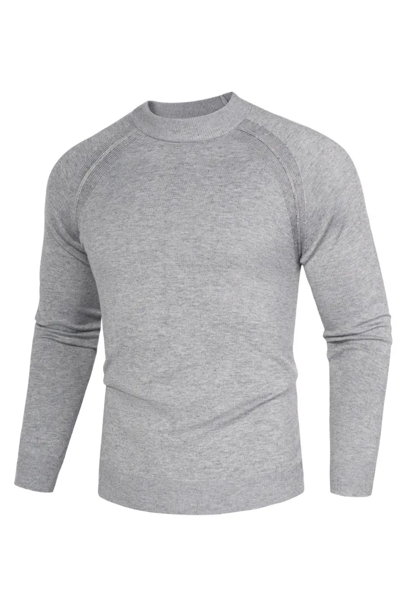 Men Half High-Neck Sweater Long Raglan Sleeve Ribbed Cuff Pullover Knitwear