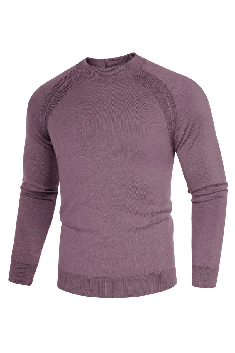 Men Half High-Neck Sweater Long Raglan Sleeve Ribbed Cuff Pullover Knitwear