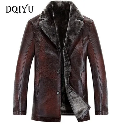 Men leather jackets New arrival Winter brand plus Velvet thick Warm Casual Mens Leather Jackets