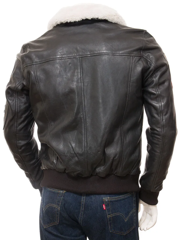 MEN'S BLACK LEATHER FLYING JACKET