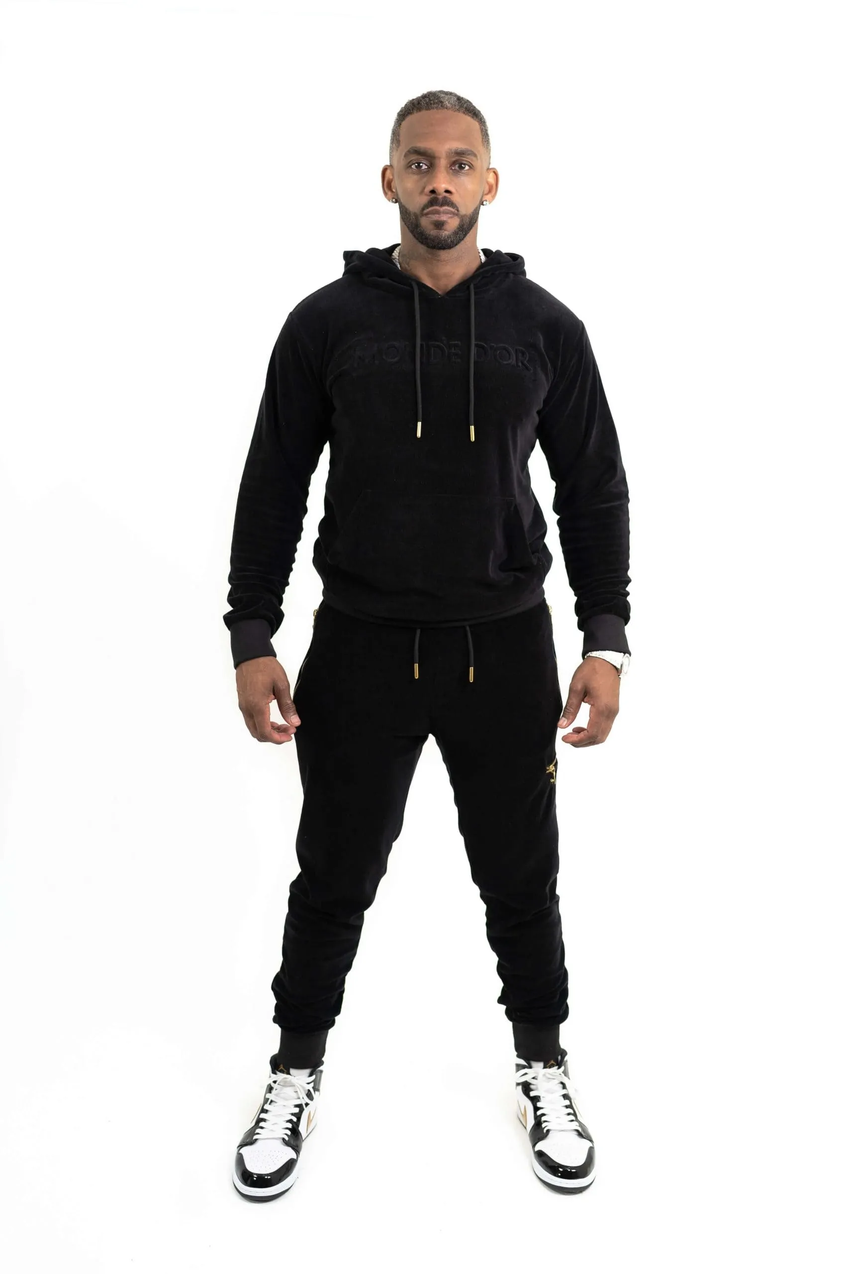 Men's Black Velour Joggers