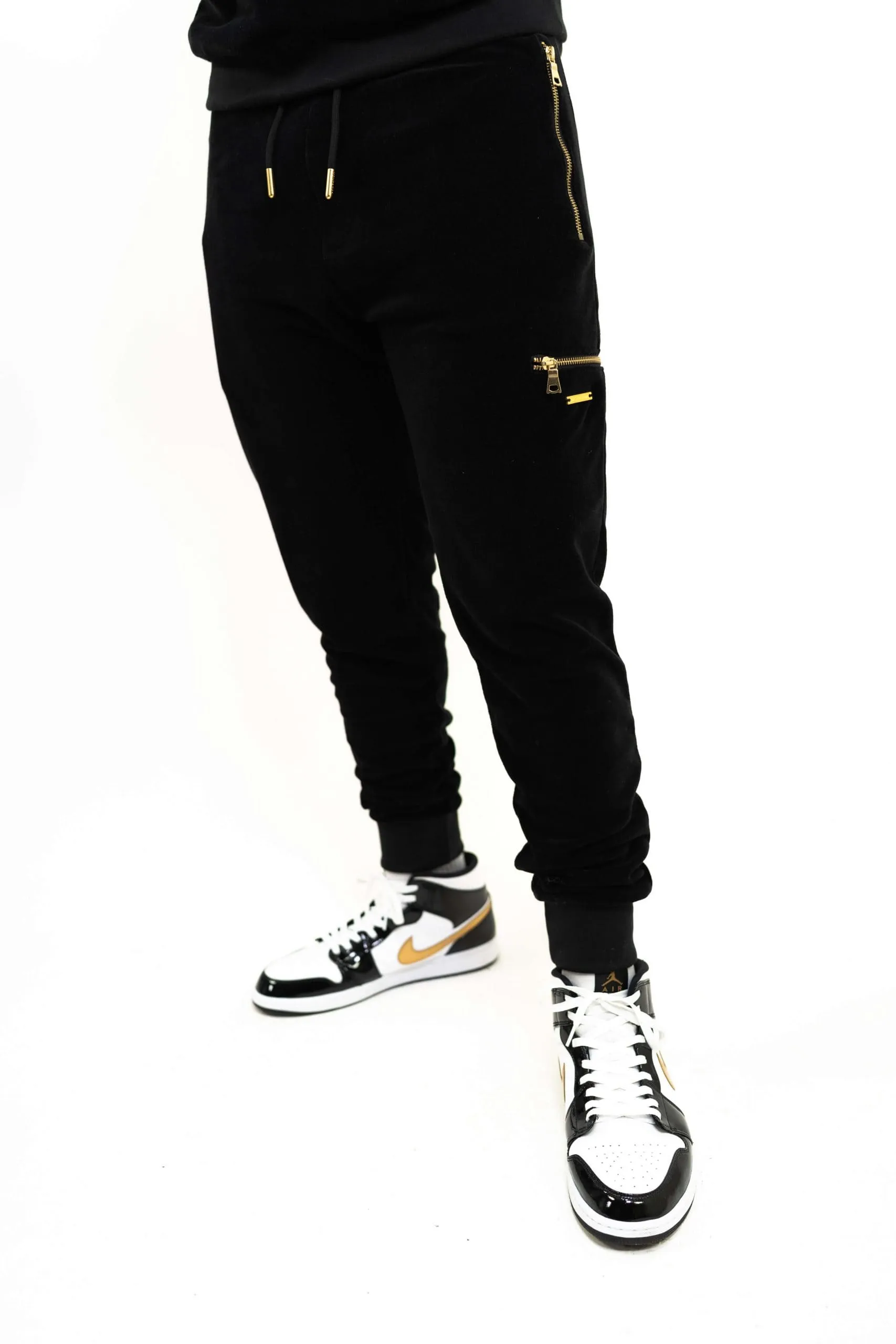 Men's Black Velour Joggers