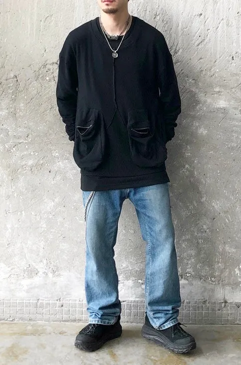 Men's Oversized Double Pocket Drop Shoulder Pullover Sweater