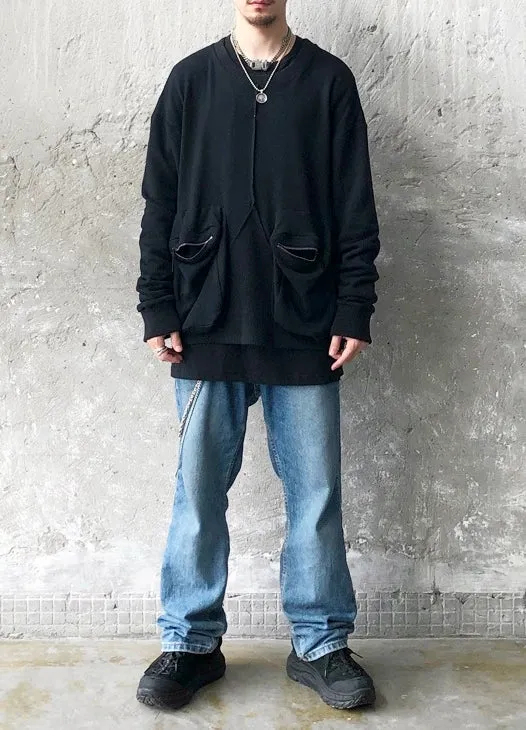 Men's Oversized Double Pocket Drop Shoulder Pullover Sweater