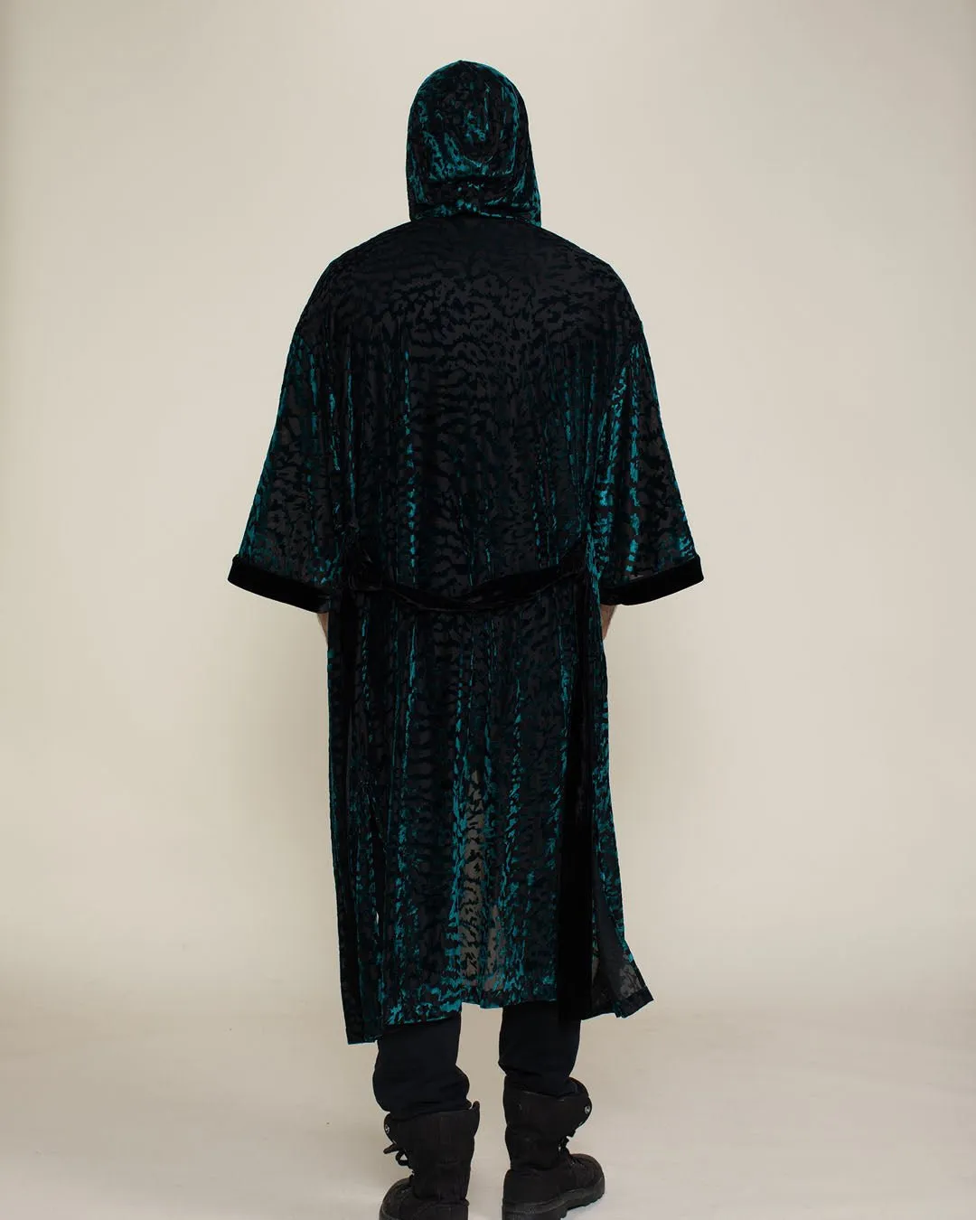 Men's Velvet Kimono | Emerald Green Tiger