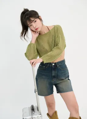 Mesh Cropped Sweater IM302