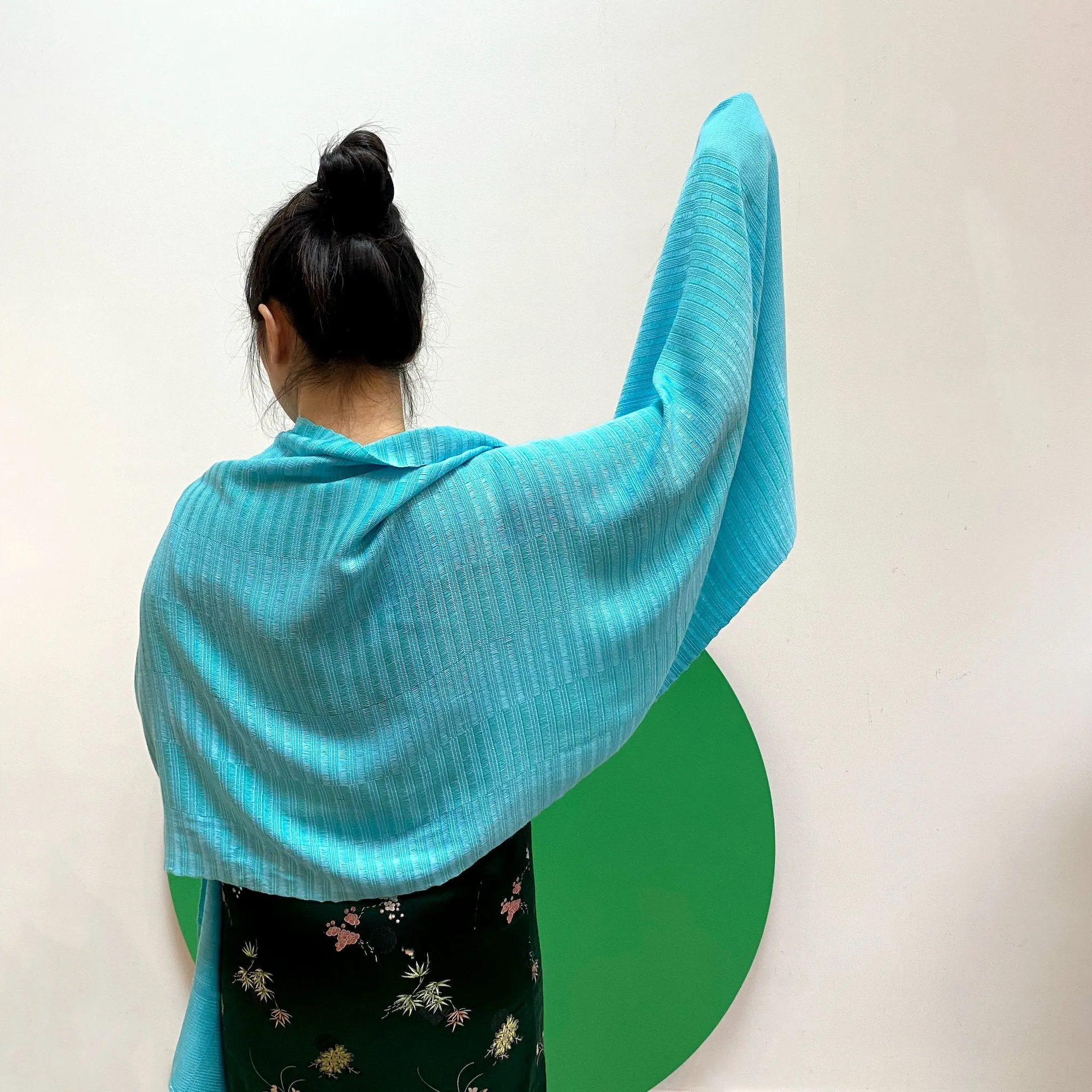 Mie Meh Shawl, Hand-Loomed - Sea