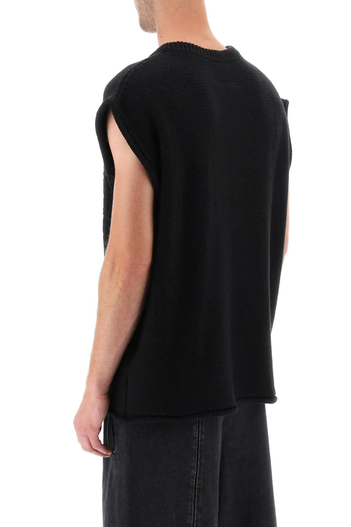 Mm6 maison margiela wool vest with embossed numeric logo