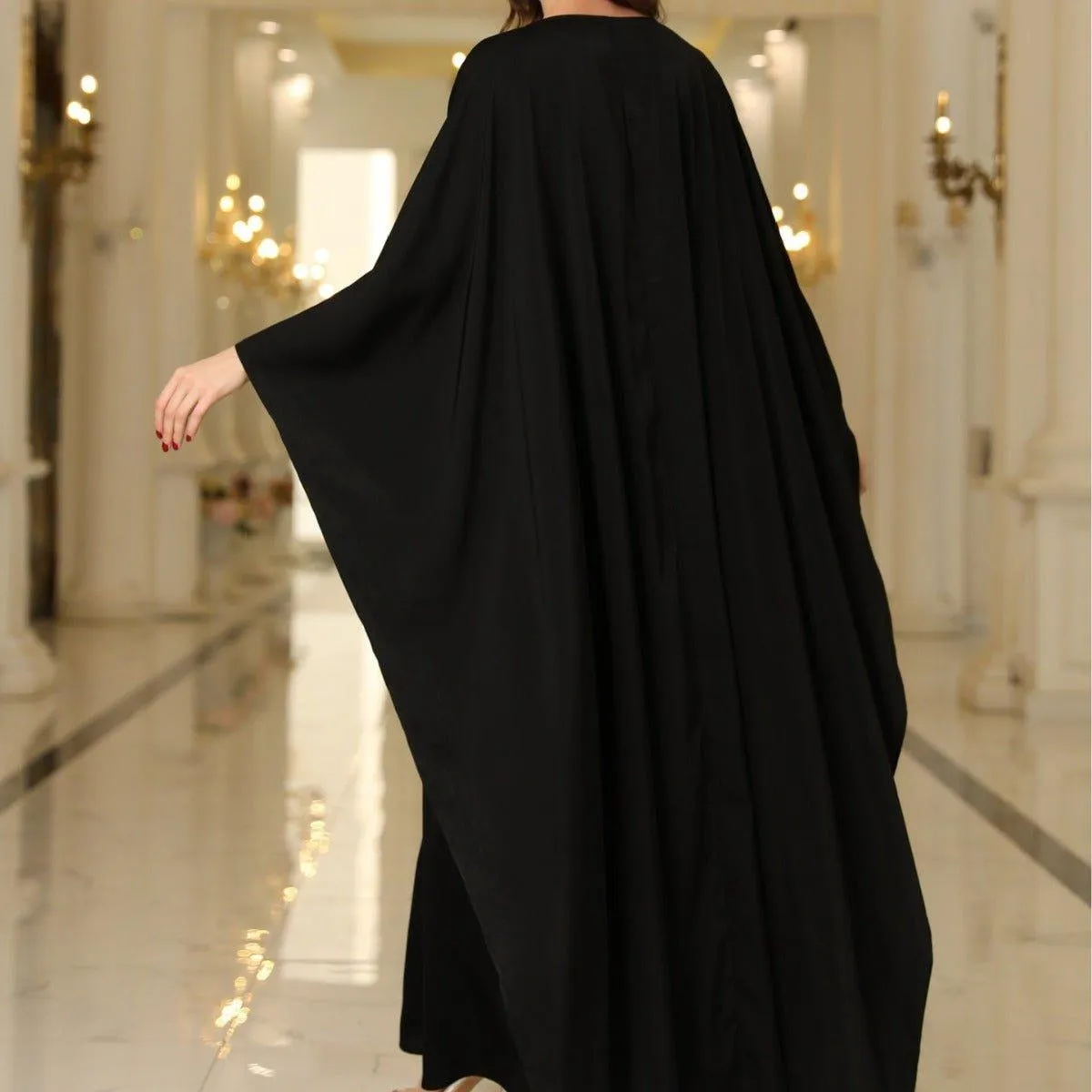 MOA068 Round Neck Cape Open Abaya