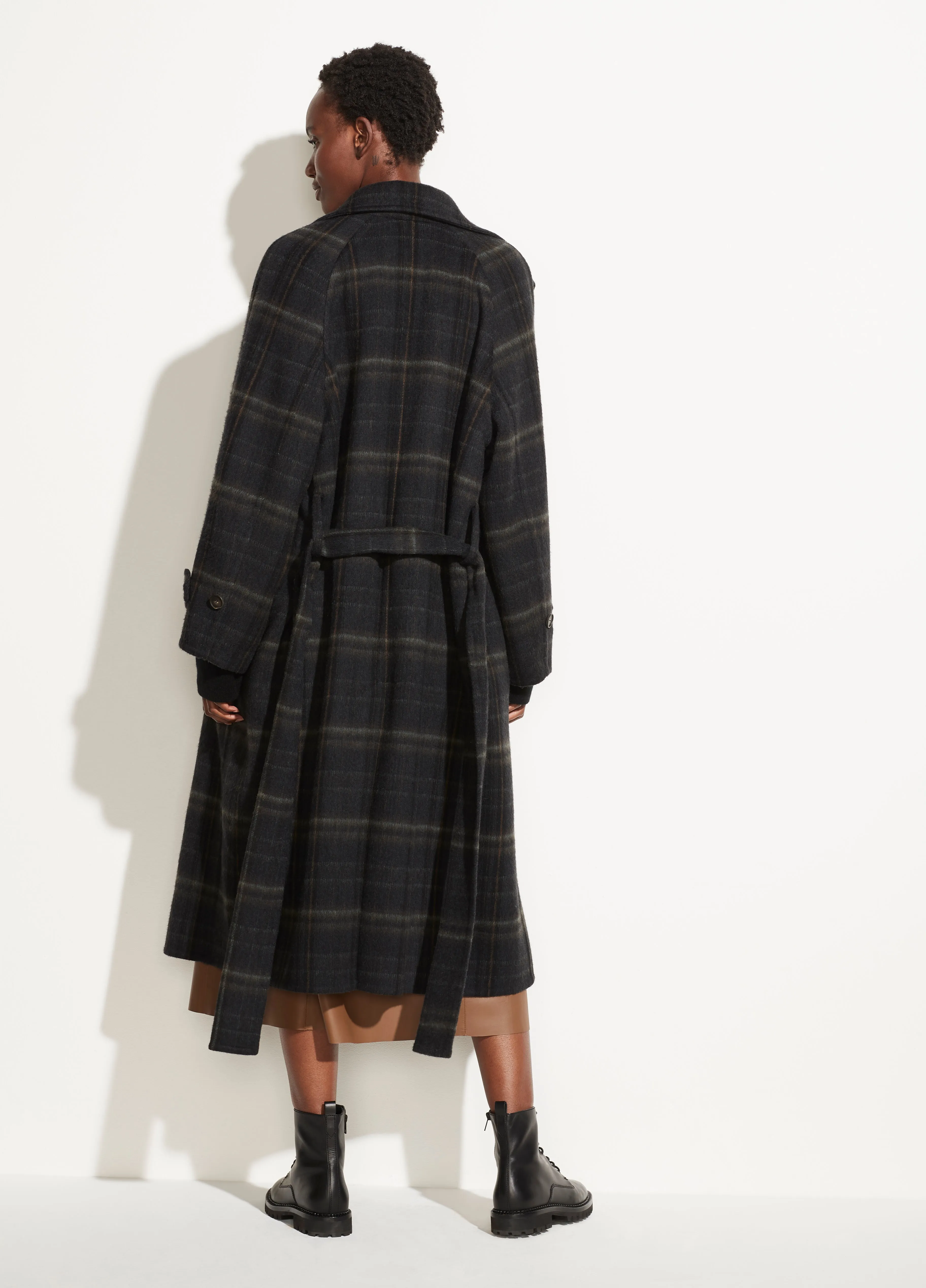 Modern Plaid Coat in Coastal/Sage