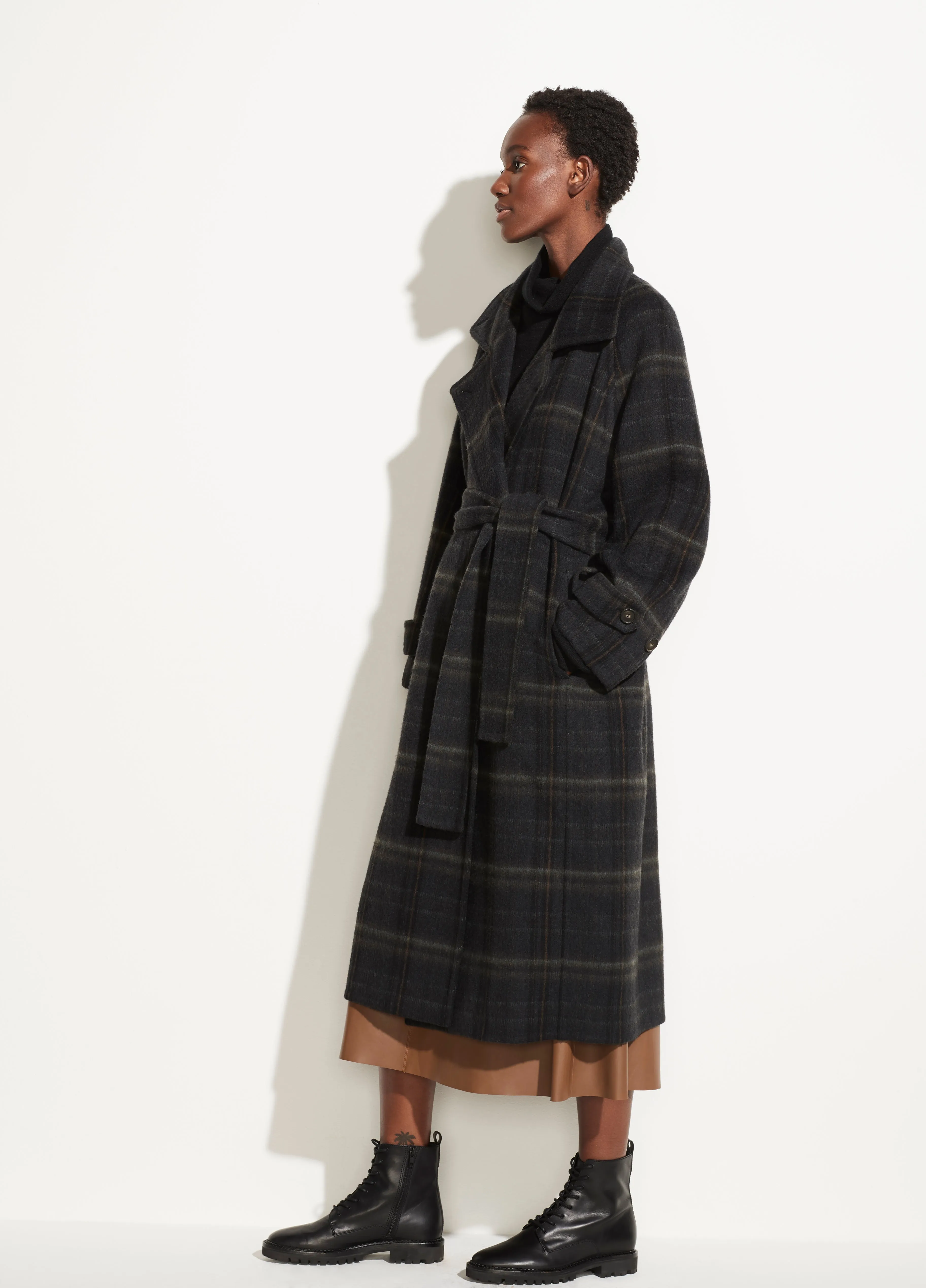 Modern Plaid Coat in Coastal/Sage