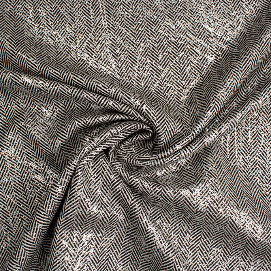 Monochrome Silver Laminated Double Sided Herringbone Wool