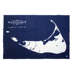 Nantucket Map Wool Throw Blanket