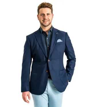 Navy Super 110s Stretch Wool Basketweave Blazer