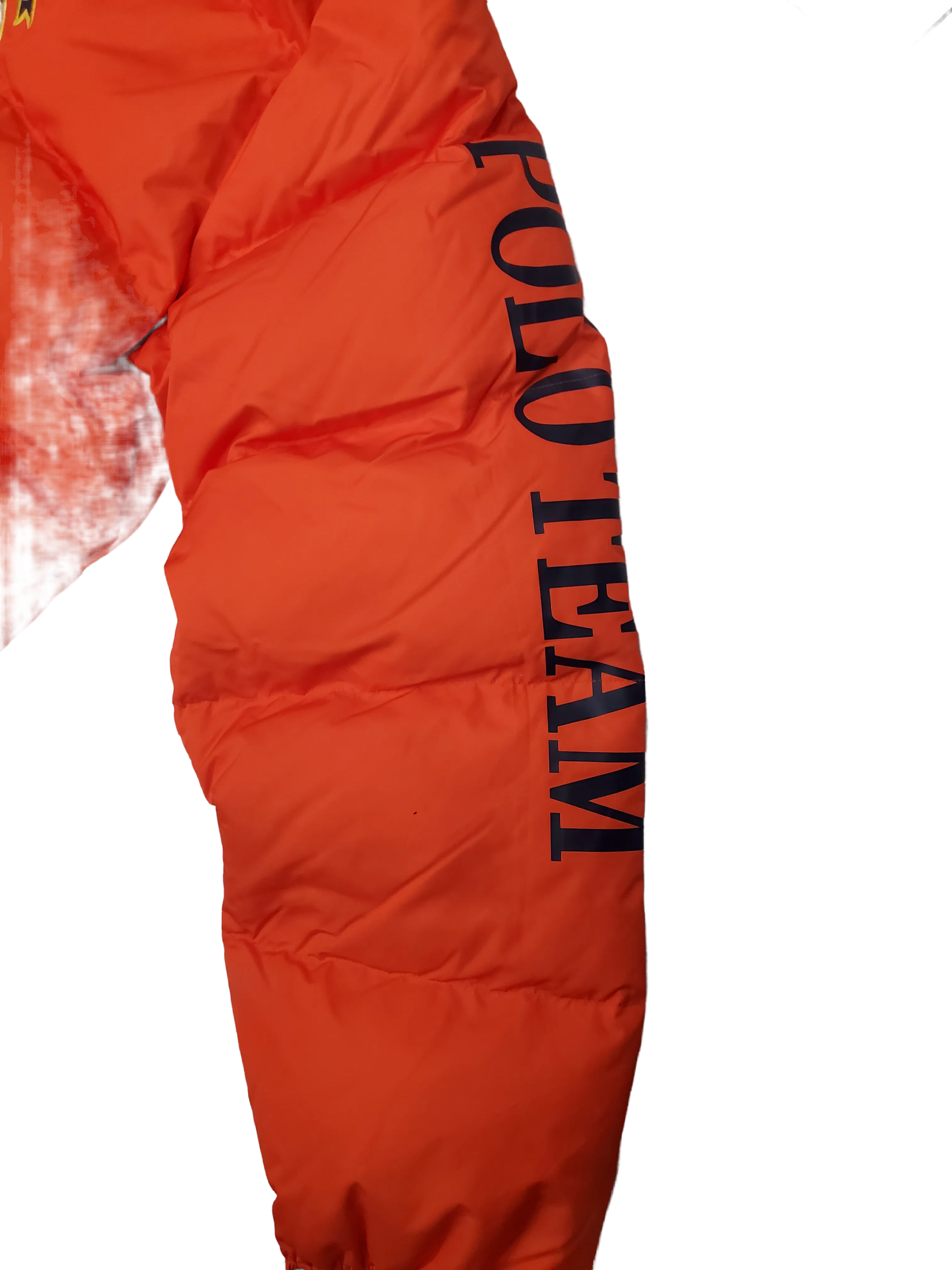 Nwt Polo Ralph Lauren Orange Equestrian Horse Graphic Print Crest Down Jacket