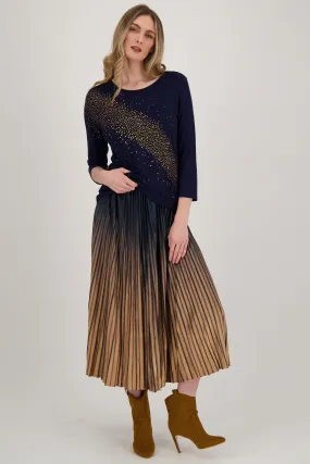 OMBRE VELVET PLEATED SKIRT