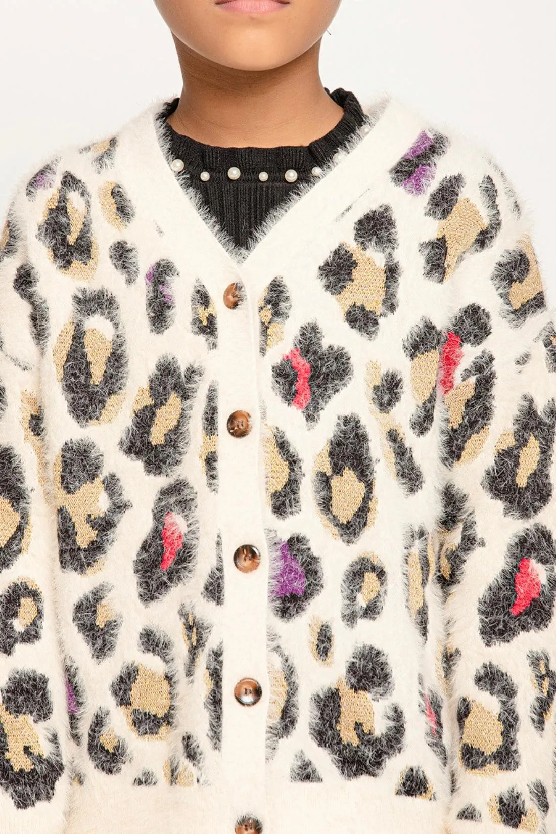 One Friday Off White Animal Printed Sweater