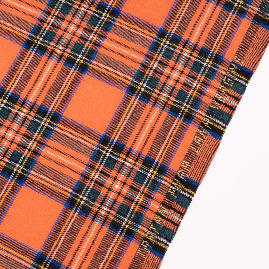 Orange Tartan Checkered Pure Wool