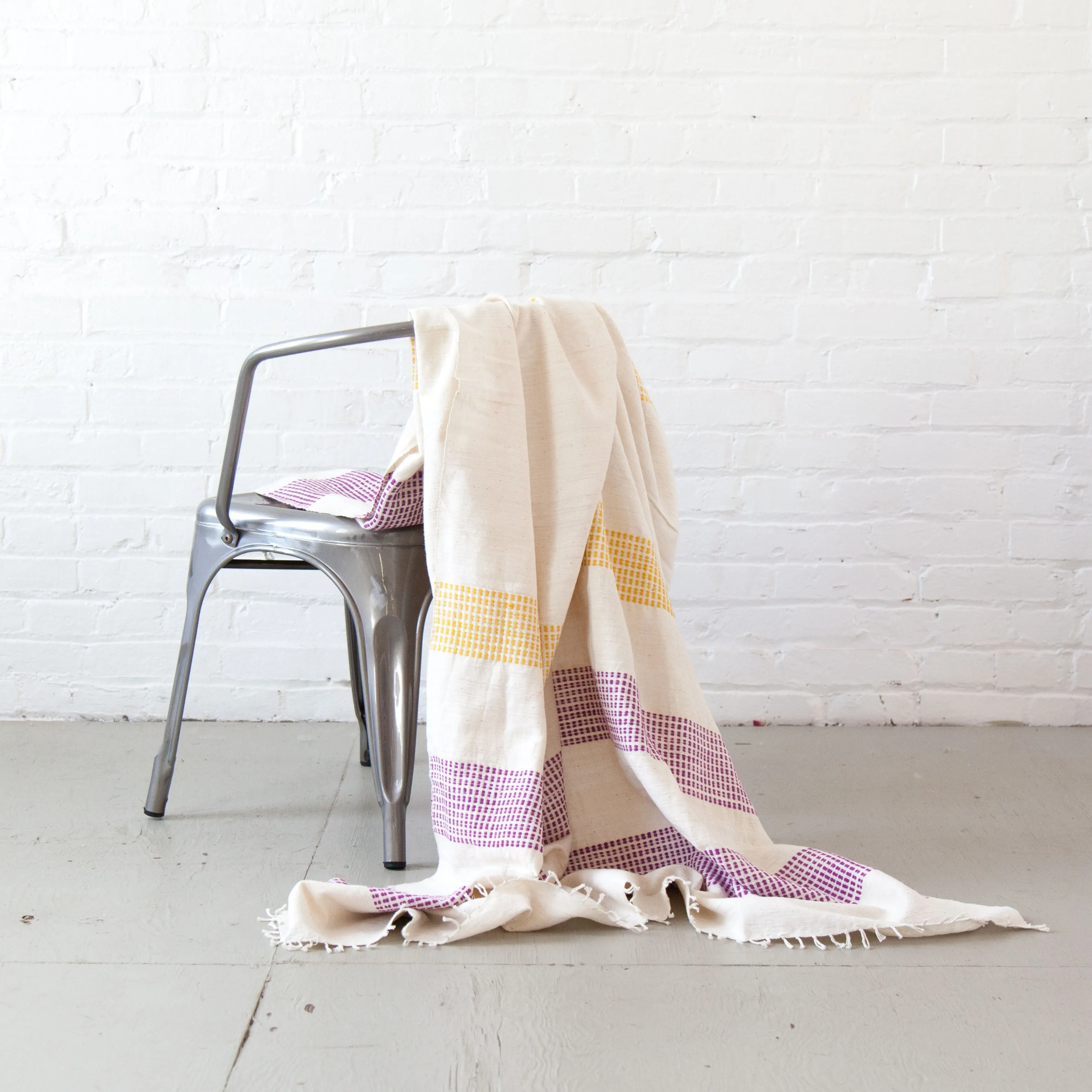 Organic Cotton Fuchsia & Gold Striped Blanket