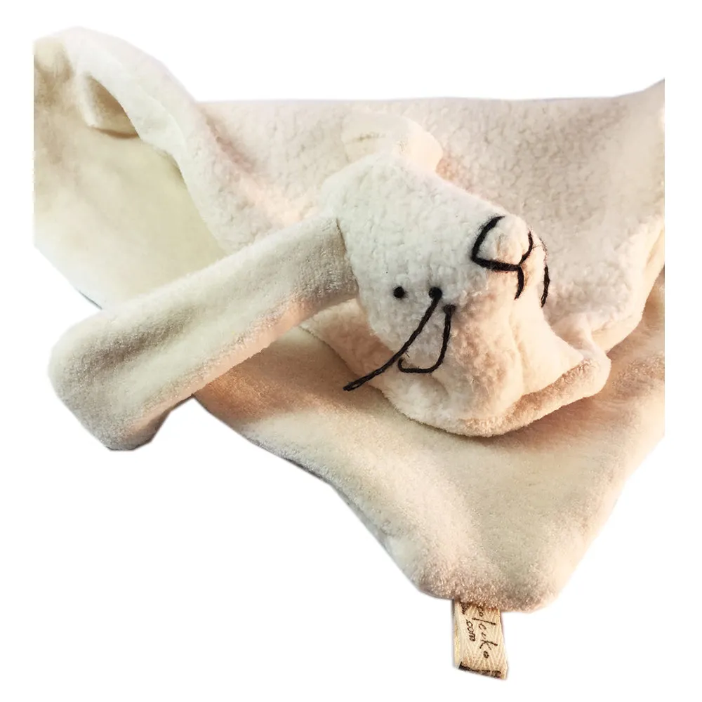 Organic Cotton Sherpa and Velour Security Blanket with Animal Friend - Handcrafted in the USA!