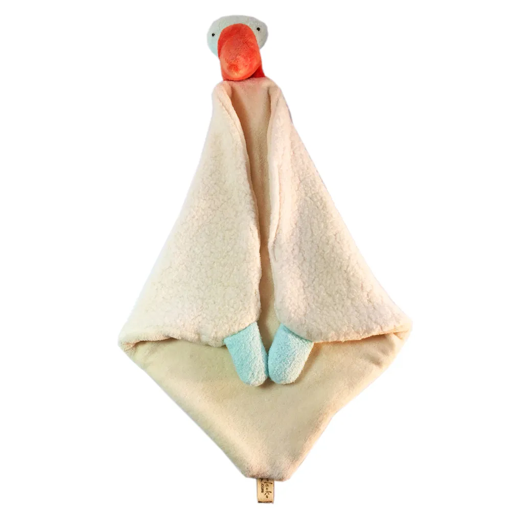 Organic Cotton Sherpa and Velour Security Blanket with Animal Friend - Handcrafted in the USA!