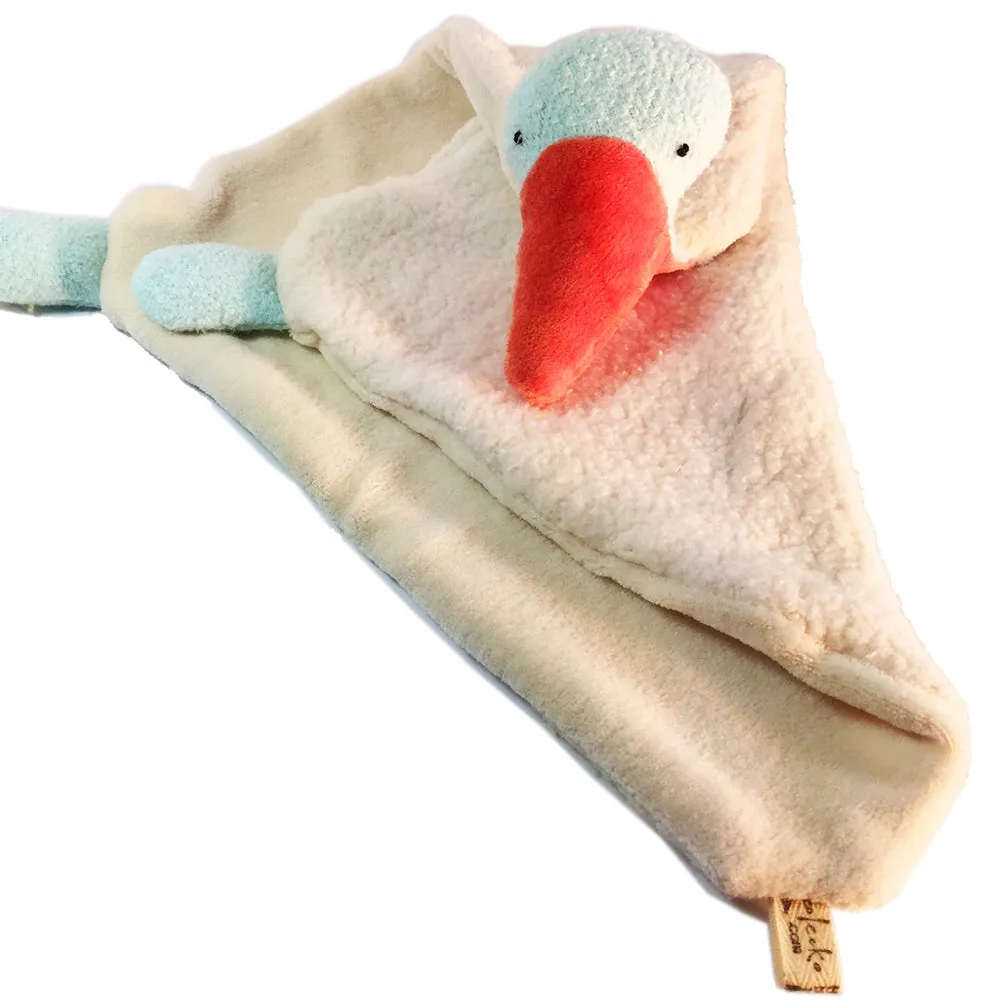 Organic Cotton Sherpa and Velour Security Blanket with Animal Friend - Handcrafted in the USA!