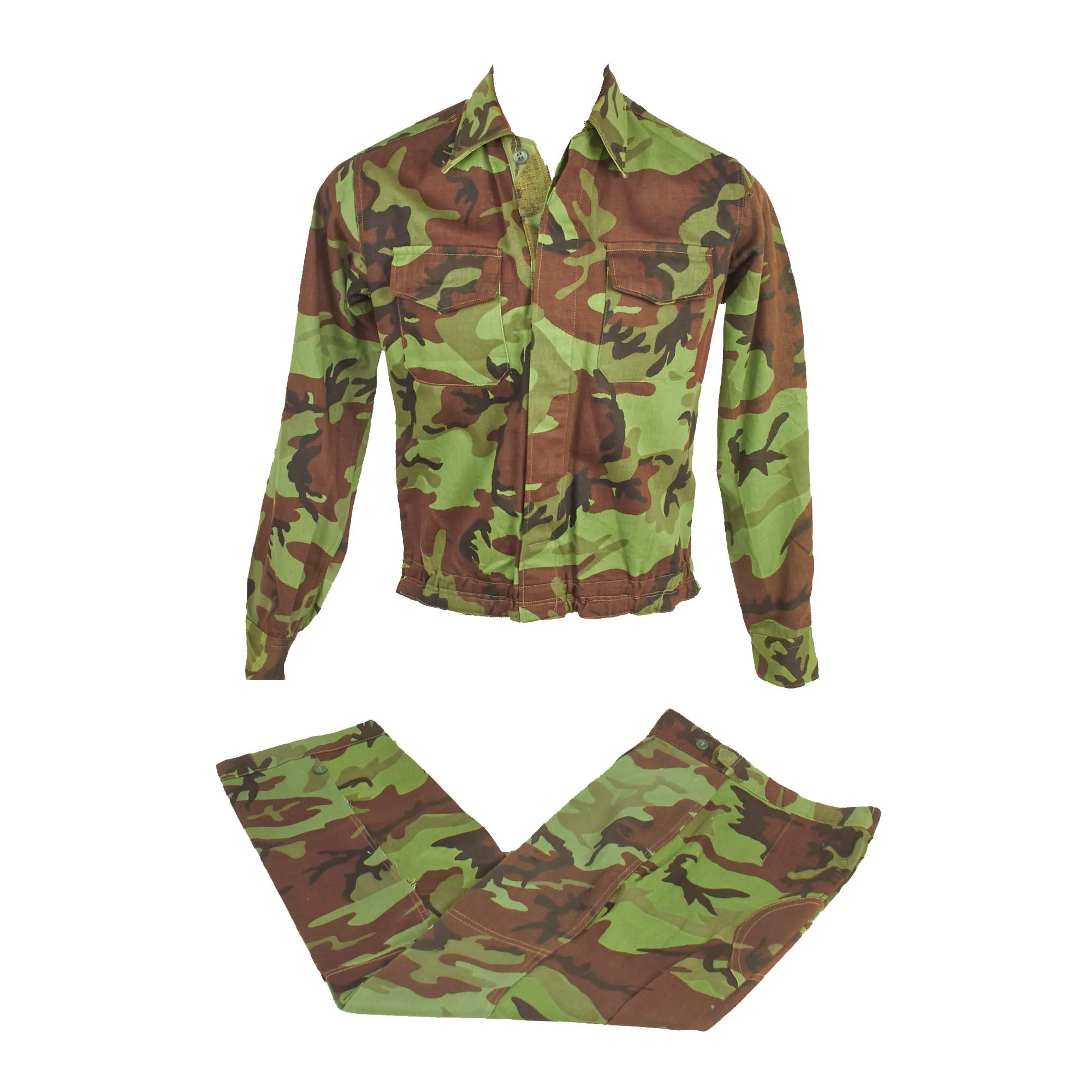 Original ARVN Vietnam War Southern Vietnamese Army of the Republic of Vietnam Airborne Division Paratroopers “Airborne Leaf” Pattern ERDL Unifom Set