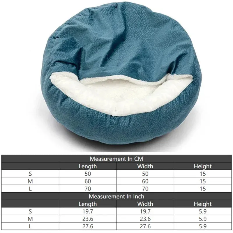 Orthopedic Dog Bed with Hooded Blanket - Winter Warm, Waterproof, and Dirt-Resistant Cuddler for Cats & Puppies