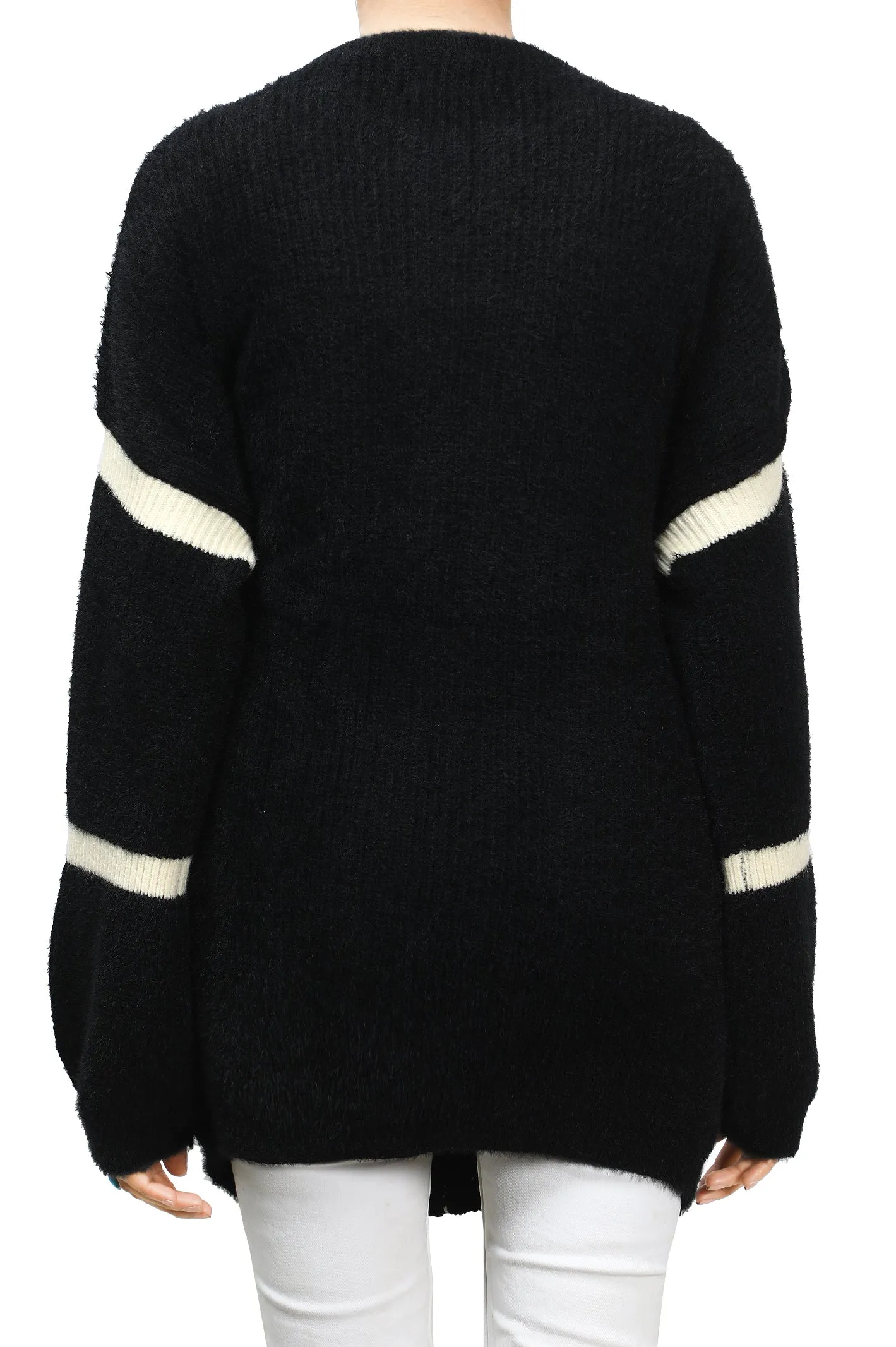 Oversized Black Wool Sweater for Womens