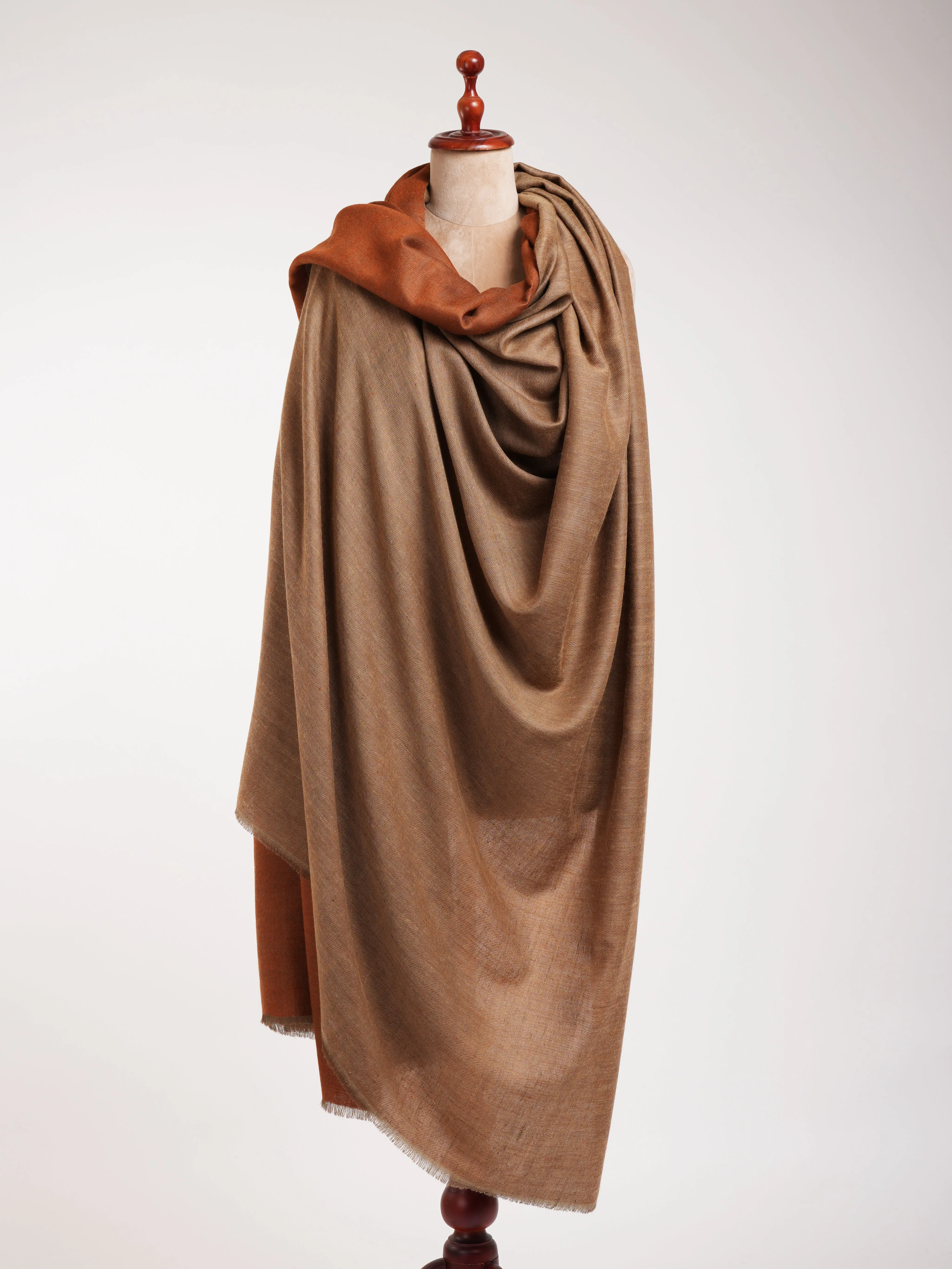 Oversized Orange Tiger Dorukha Pashmina Shawl