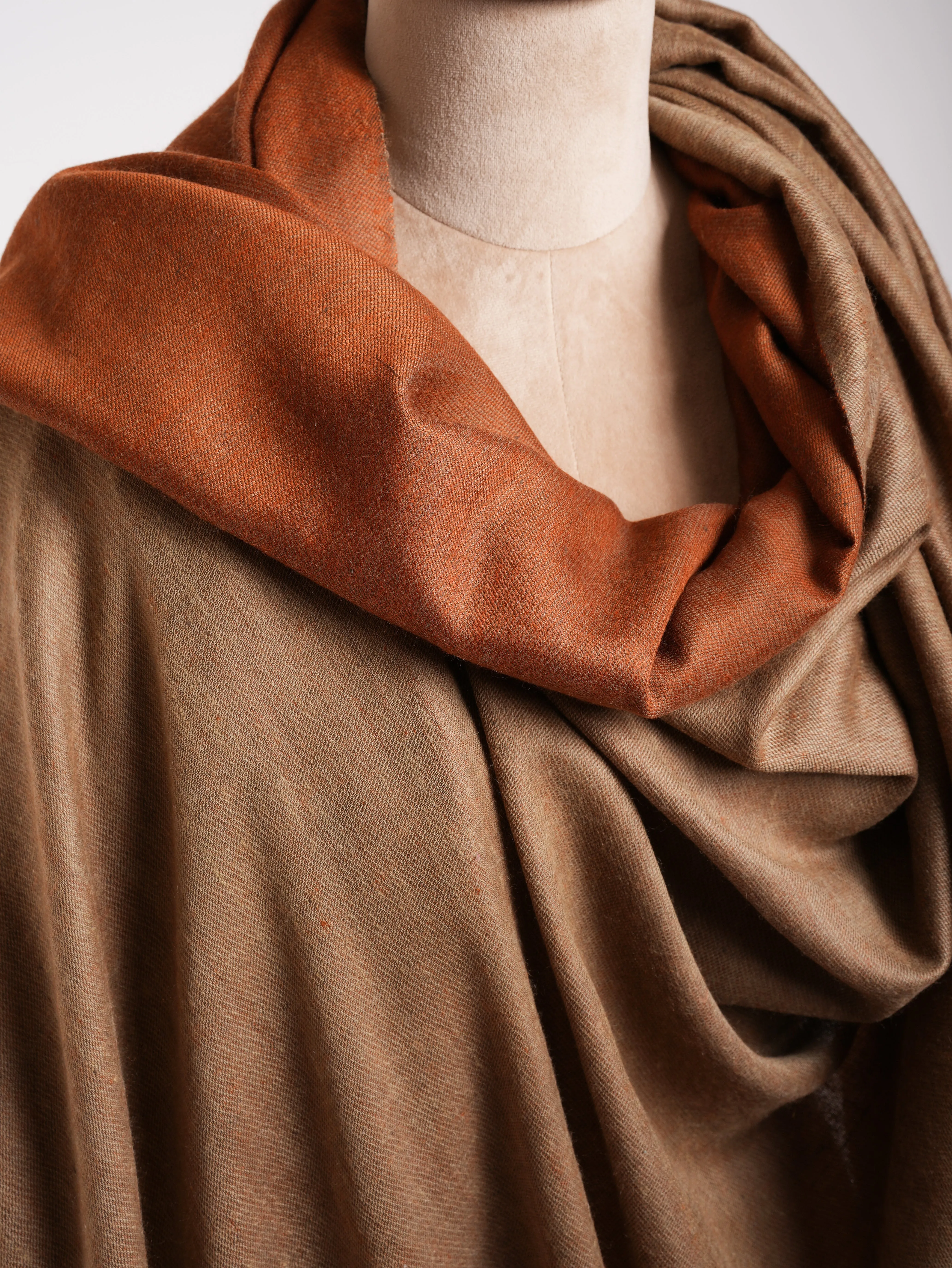 Oversized Orange Tiger Dorukha Pashmina Shawl