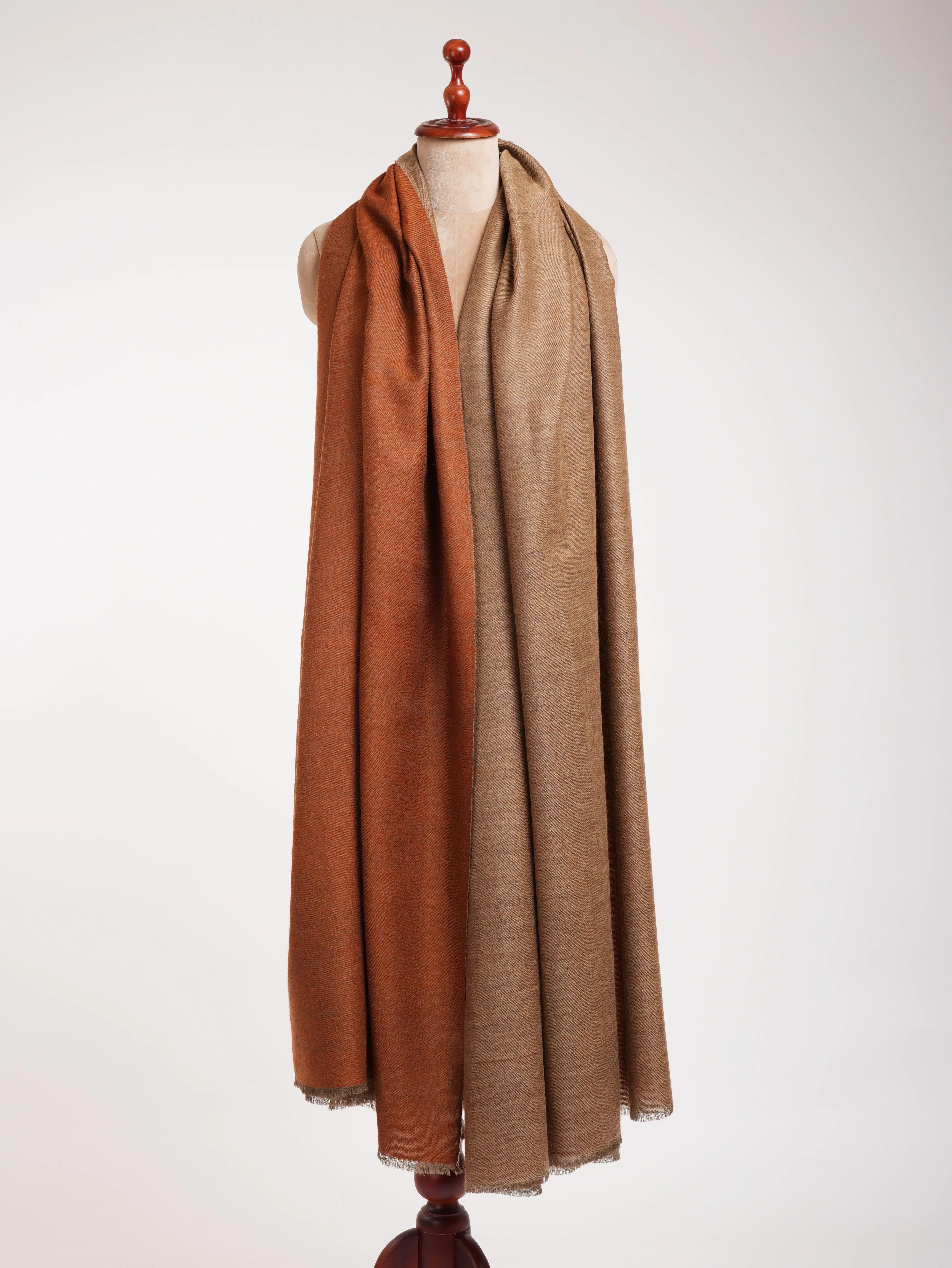 Oversized Orange Tiger Dorukha Pashmina Shawl