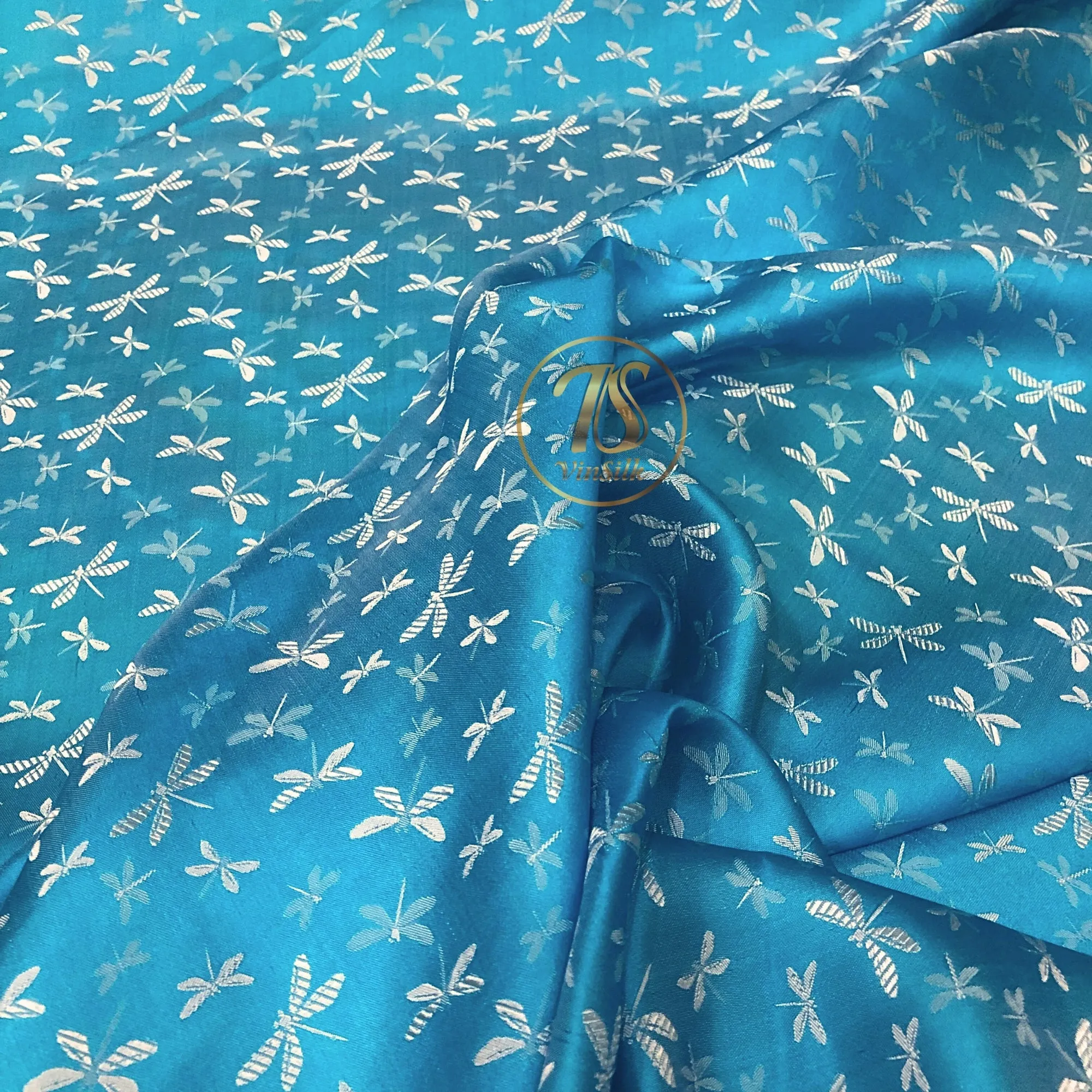 PATTERN MULBERRY SILK fabric by the yard - Blue silk fabric - Handmade fabric – Dress making – Silk for sewing - Gift for women