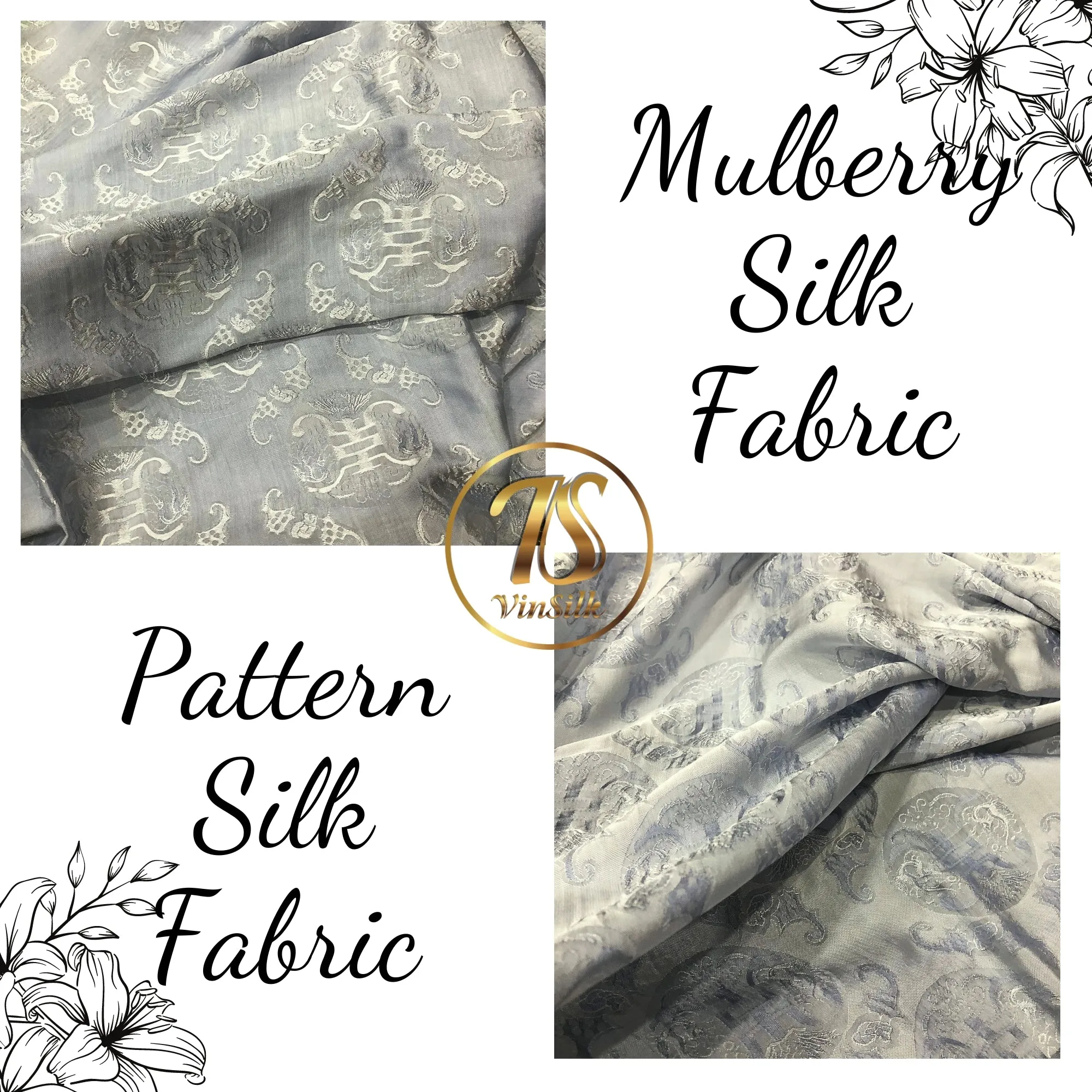 PATTERN MULBERRY SILK fabric by the yard - Handmade fabric – Dress making – Silk for sewing - Gift for women