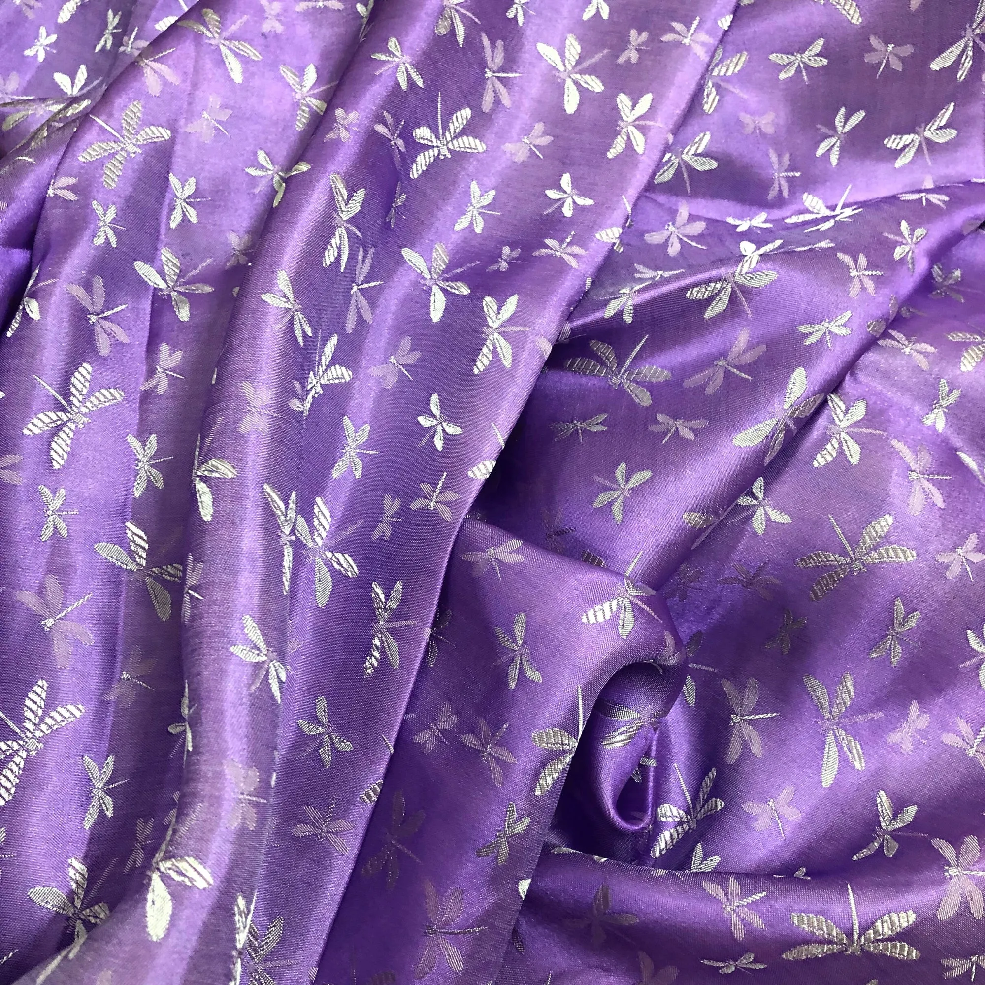 PATTERN MULBERRY SILK fabric by the yard - Purple silk with white pattern fabric - Handmade fabric – Dress making – Silk for sewing - Gift for women