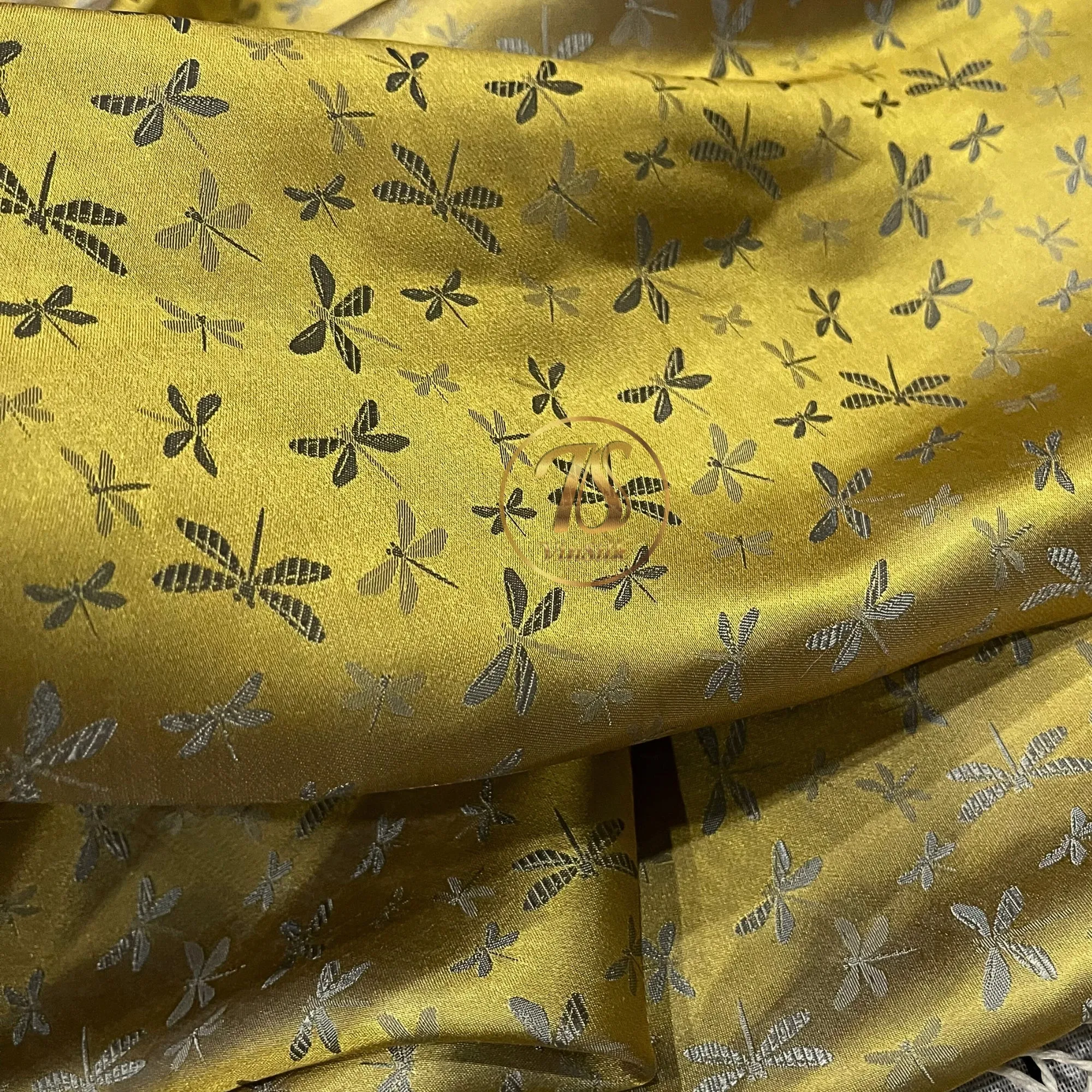 PATTERN MULBERRY SILK fabric by the yard - Yellow pattern silk - Handmade silk – Dress making – Silk for sewing - Gift for women