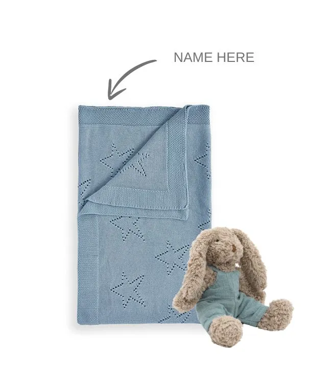 Personalised Blanket with Baby Bunny - Blue