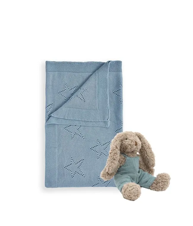 Personalised Blanket with Baby Bunny - Blue